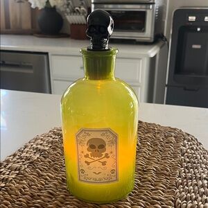 Pier 1 Skull-Top Green Glass Potions Bottle